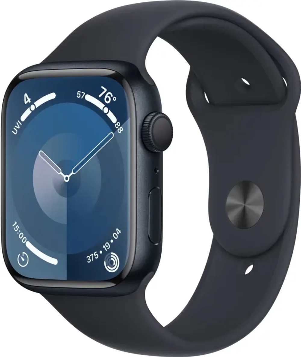 Apple Watch Series 9, 41 мм, алюминий цвета "тёмная ночь", спортивный ремешок "тёмная ночь"