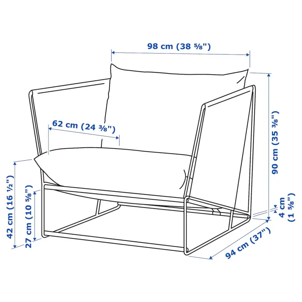 Садовое кресло - IKEA HAVSTEN, 76x92x98см, серый/бежевый, ХАВСТЕН ИКЕА