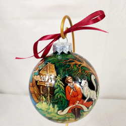 Шар новогодний с круговой росписью "А.С.Пушкин. Лукоморье" в коробке