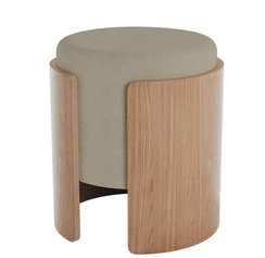 Пуф Lagom (светло-бежевый FiberGuard, натуральный дуб)