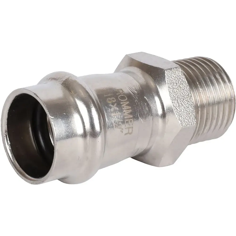 ROMMER Переходник с НР 18x1/2" из нержавеющей стали прессовой
