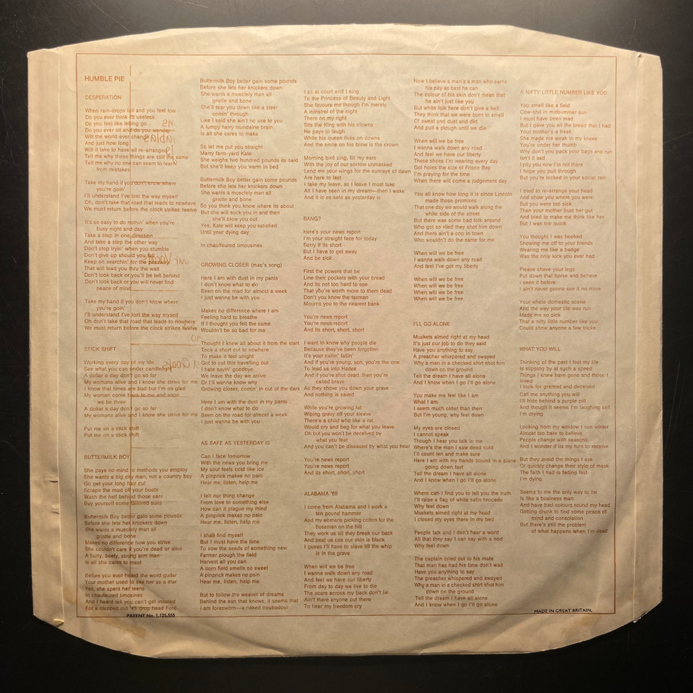 Humble Pie ‎– As Safe As Yesterday Is (Англия 1969г.)