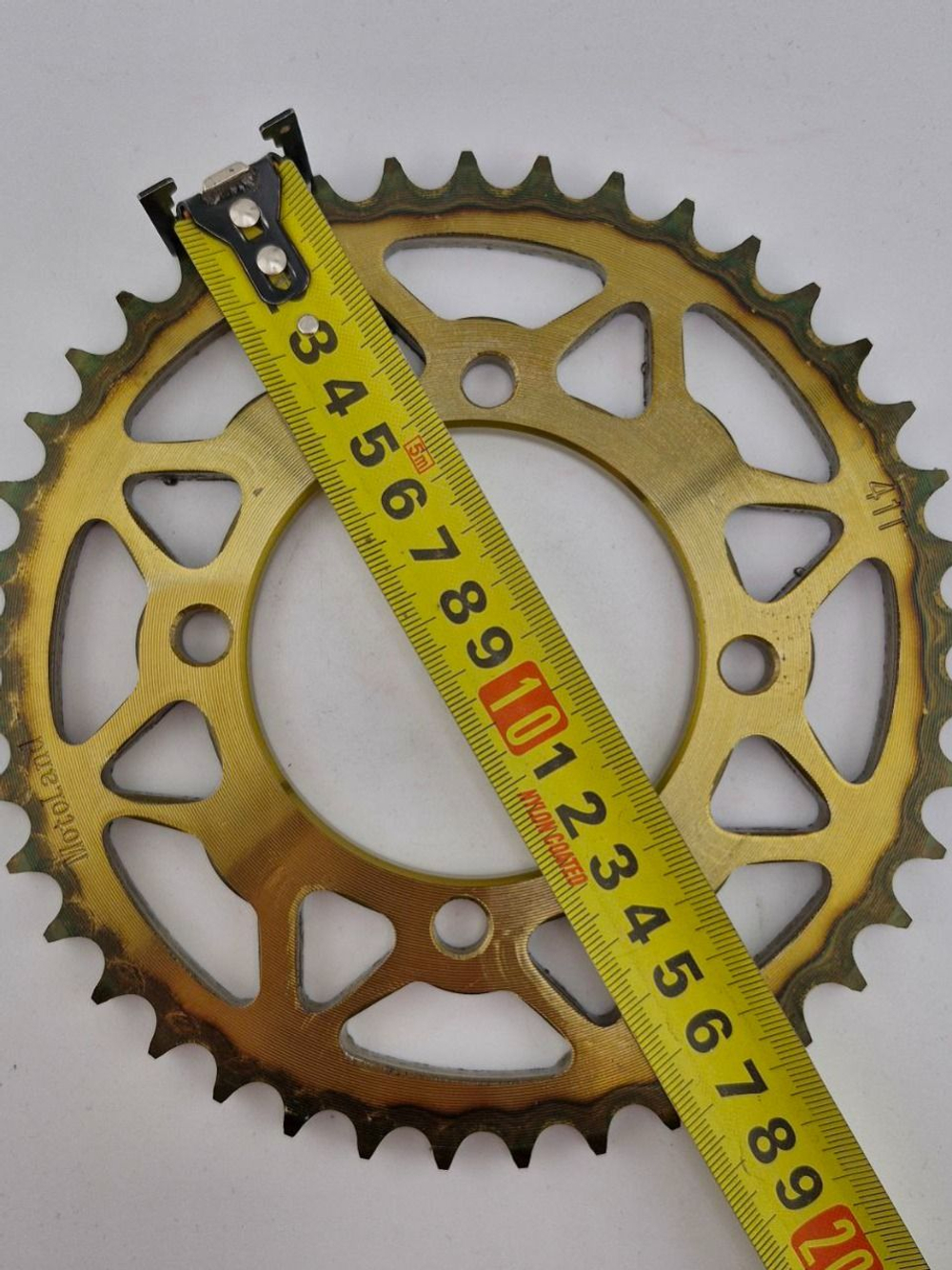 Звезда ведомая 428-41Т для питбайка, кроссового мотоцикла (стальной венец, цепь 428, 41 зуб, усиленная)