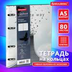 Тетрадь на кольцах А5 (180х220 мм) 80 листов под кожу клетка BRAUBERG VISTA Infinite way (2 штуки в упаковке)