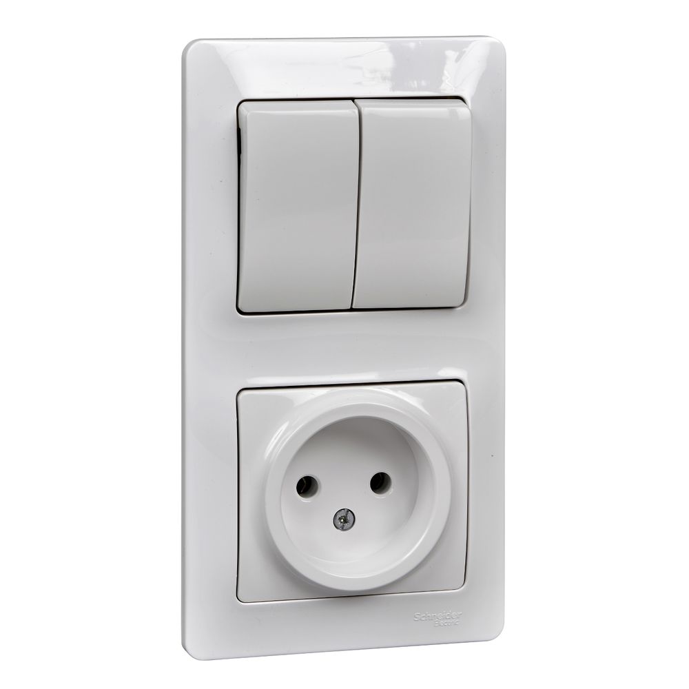 Schneider Electric Glossa Белый Блок: розетка и 2-клавишный выключатель IP20 скрытая установка GSL000172