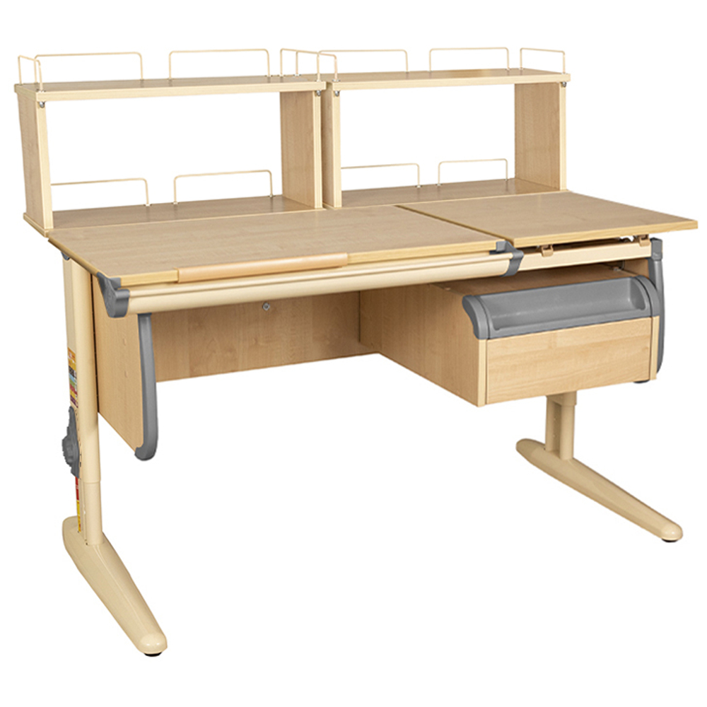 Растущая парта СУТ 25 с задними полками СУТ.15.240 и навесной тумбой (1200×880 мм)