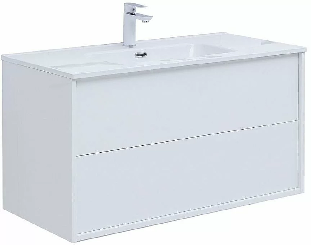 Тумба с раковиной Aquanet Lino 287542 80 (Flat) белый глянец