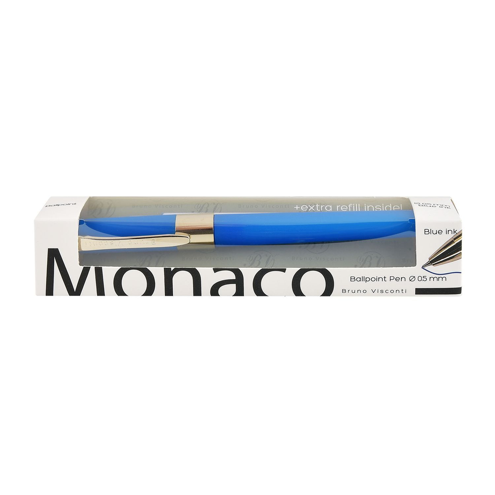 Ручка "Monaco. Ярко-синий" шарик., 0,5мм, пластик/металл., синие чернила + стержень**