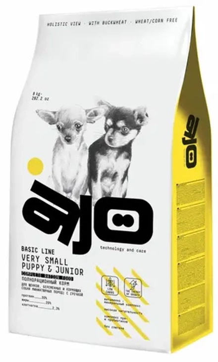 AJO Dog Very Small Puppy & Junior для щенков миниатюрных пород 8 кг