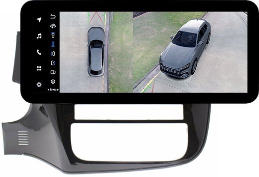 Магнитола Mitsubishi Outlander 3 2012-2022 (левый руль, рамка 10) - Teyes LUX ONE 360 монитор 12.3" 2K QLED на Android 10, 6Гб+128Гб, CarPlay, 4G SIM-слот, 4 камеры в комплекте