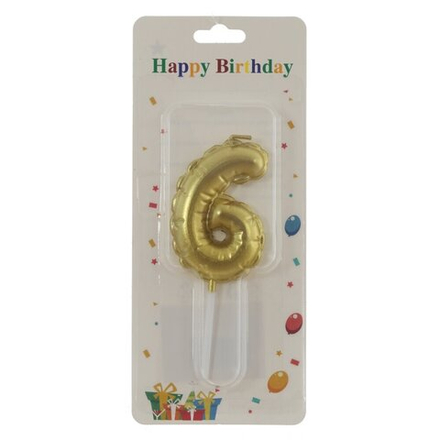 GAEM Свеча для торта "Цифра 6", L3,5 W1 H9 см