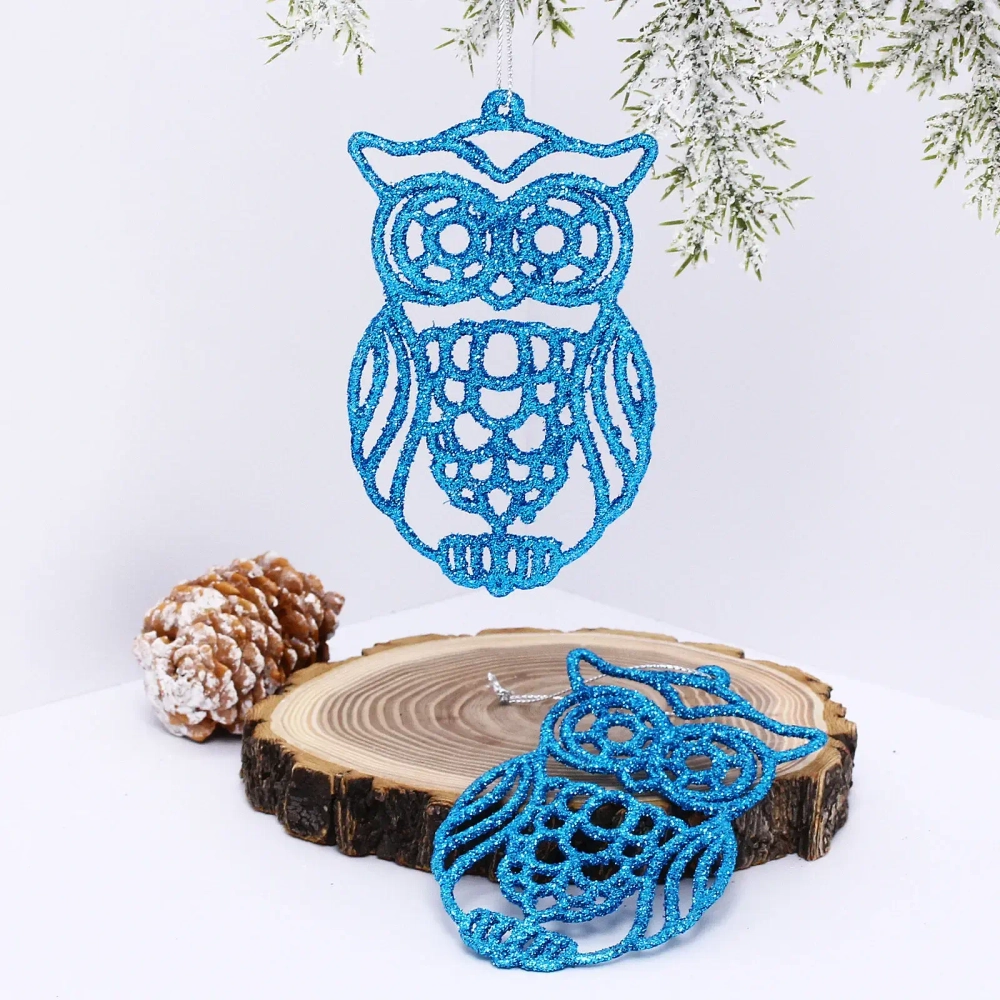 Подвеска «Мудрая сова» 10 см (набор 2 шт), голубой