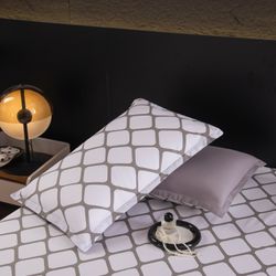 Комплект постельного белья с одеялом Сатин Велюрия Люкс «Серебряная геометрия»