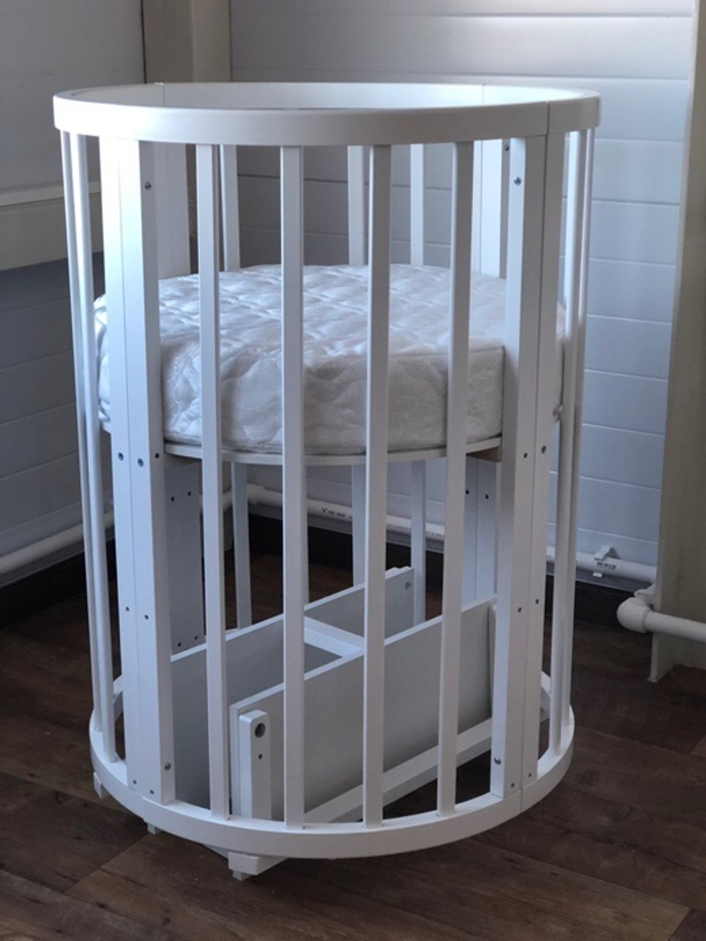 Детская кровать "Соня 04" ОВАЛЬНАЯ 8 в 1 Маятник БЕЛАЯ