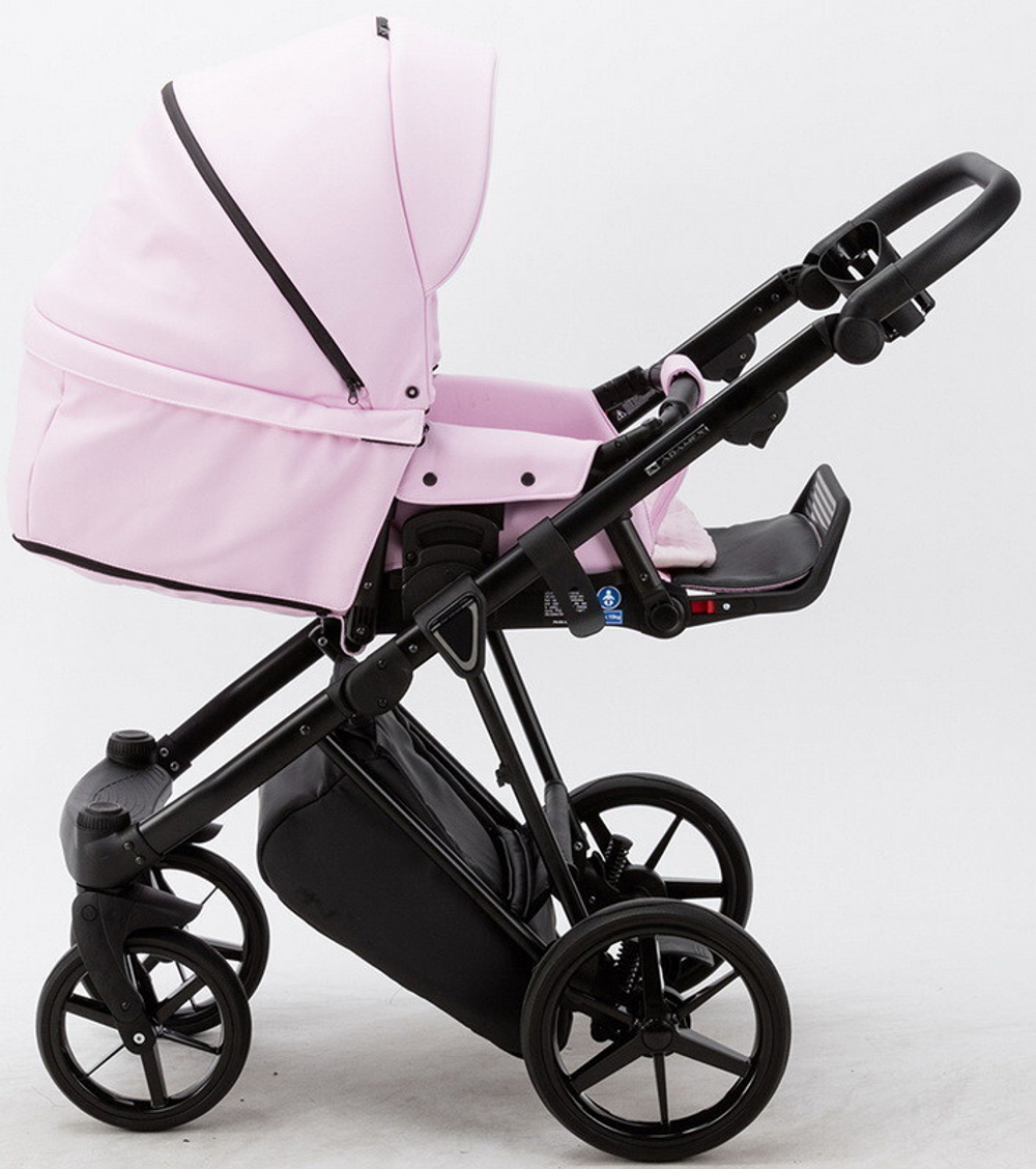 Детская коляска Adamex Porto Deluxe 2 в 1 PO-SA16 (РОЗОВ.ЗЕФИР КОЖА)