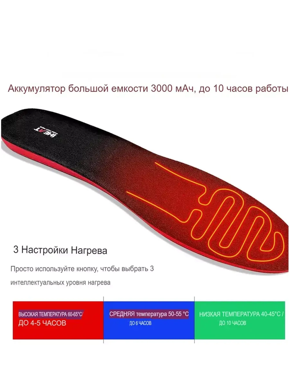 Стельки зимние с подогревом на аккумуляторе беспроводные