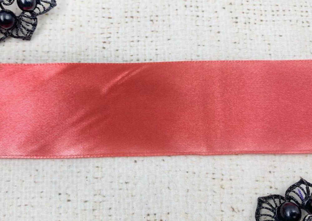 Лента атласная, ш. 5 см, красно-розовый