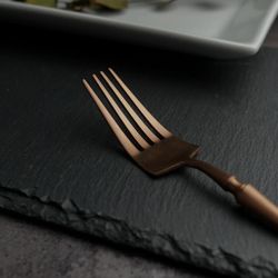 Вилка столовая 21 см матовая цвет медь PVD   [12]