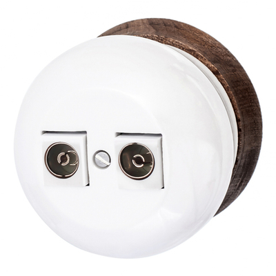 Розетка телевизионная двойная, оконечная, керамика, цвет перламутр B2-306-010/18