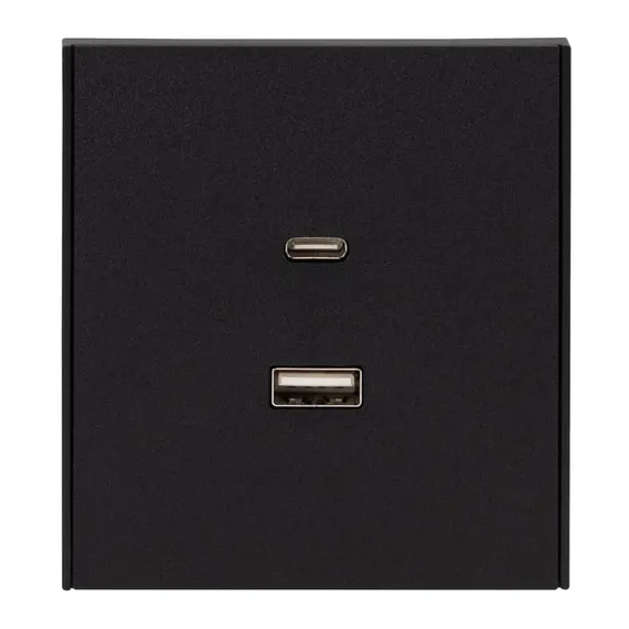Розетка STRONG USB-A+Type-C 3А с функцией быстрой зарядки антрацит KRANZ