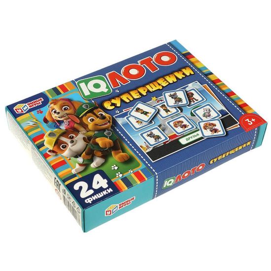 IQ-лото. Суперщенки. 24 пластиковые фишки. Коробка 138*189*32мм. Умные игры