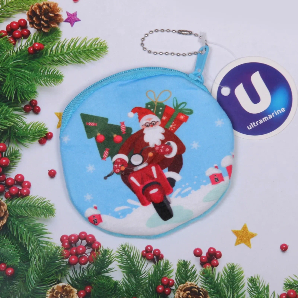 Кошелек с цепочкой «Дед Мороз с подарками», d-10 см