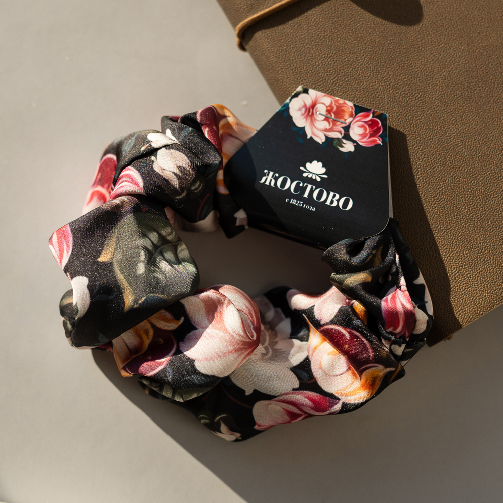 Резинка для волос 100% шелк черная