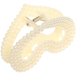 Заколка-краб для волос «Мон Пион», сердце, цвет белый, 7,5см (Блистер)