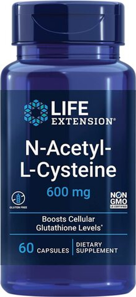 Life Extension, N-ацетил-L-цистеин 600 мг, N-Acetyl-L-Cysteine 600 mg, 60 капсул