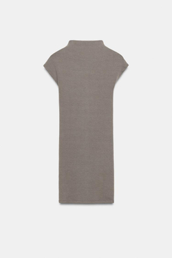 ZARA КОРОТКОЕ ПЛАТЬЕ С ВОРОТНИКОМ-СТОЙКОЙ, СЕРОВАТО-КОРИЧНЕВЫЙ