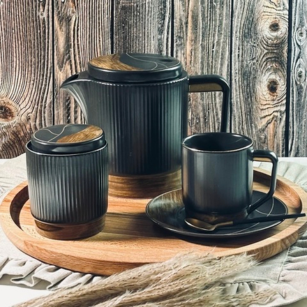 Lenardi 133-393 Чайный сервиз 16пр. 250 мл WOOD в под.уп.(х3)Фарфор