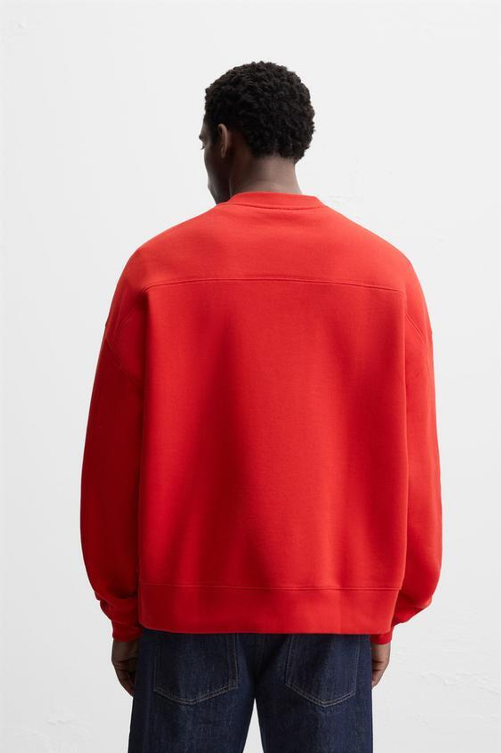 ZARA ТОЛСТОВКА СВОБОДНОГО КРОЯ С КРУГЛЫМ ВЫРЕЗОМ, КРАСНЫЙ