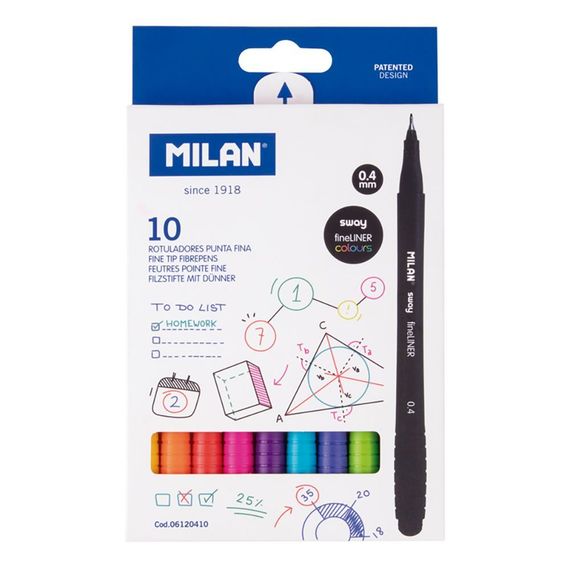 Box 10 fine tip fibrepens SWAY fineliner 0.4 mm