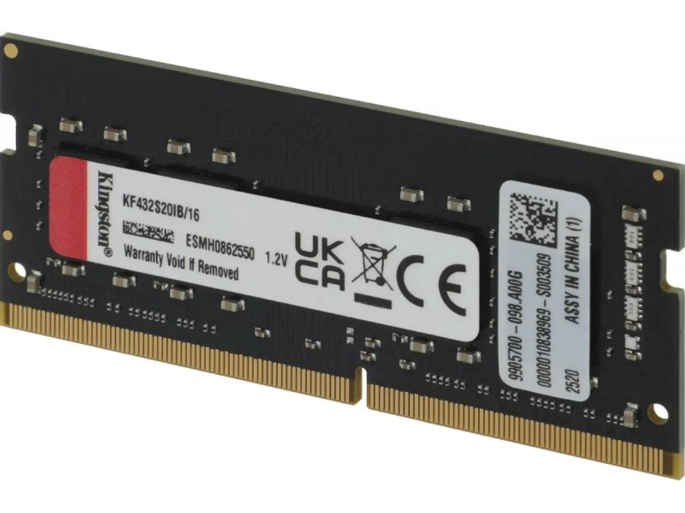 Оперативная память Kingston Fury KF432S20IB/16, DDR4 1х 16ГБ 3200 МГц, SODIMM, RTL