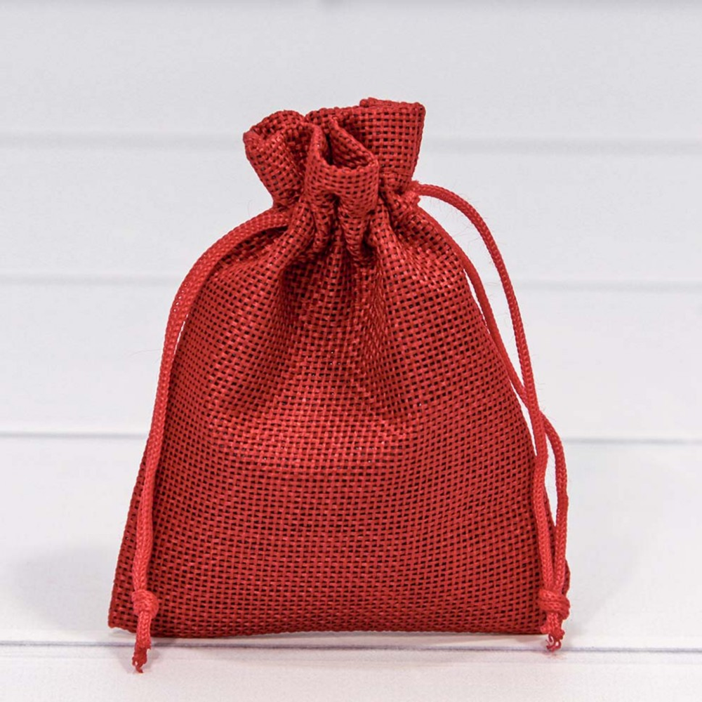 Мешочек 9х12см Лен искусственный (Красный)