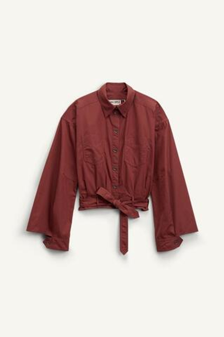 ZARA ХЛОПКОВАЯ РУБАШКА, ТЕМНО-БОРДОВЫЙ