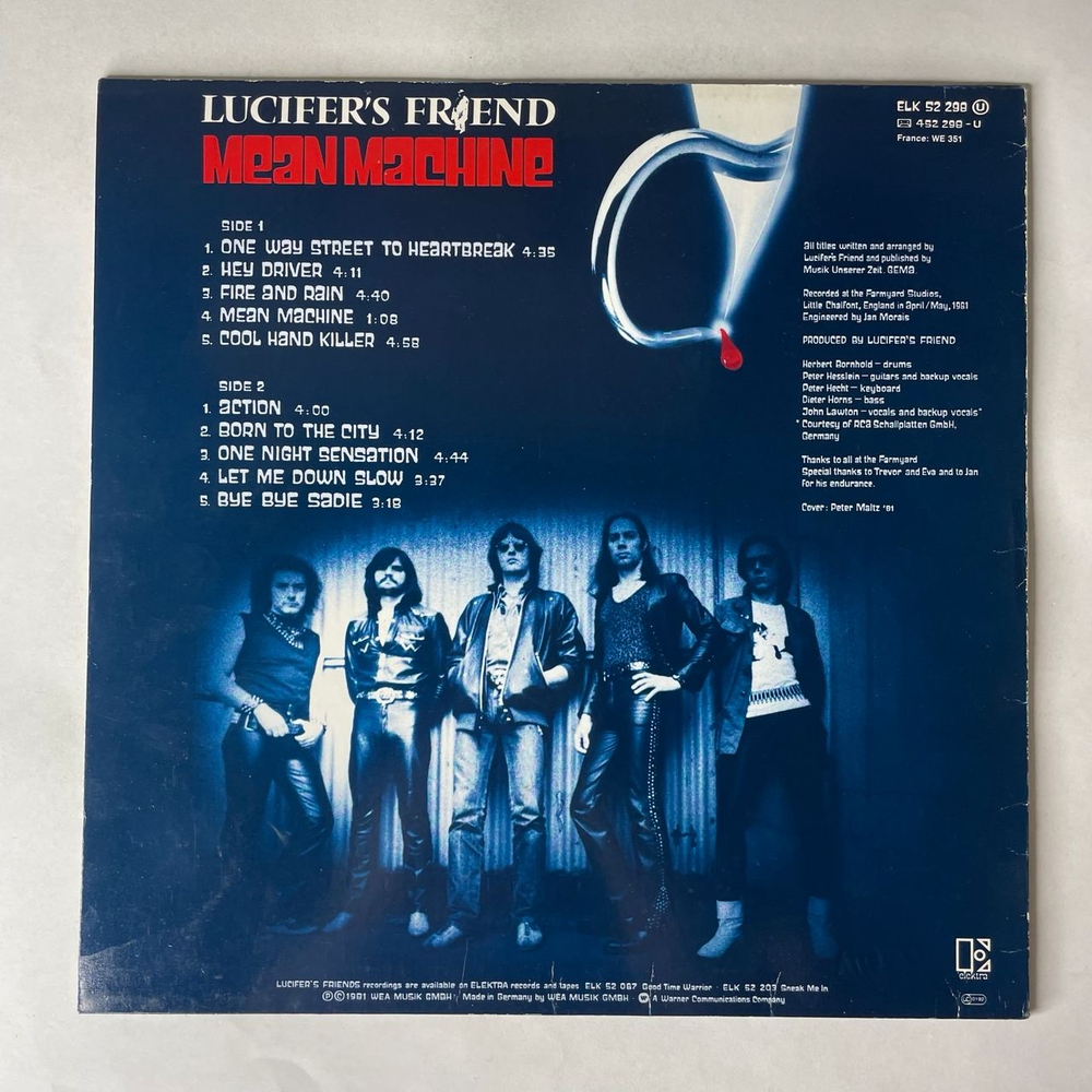 Винтажная виниловая пластинка LP Lucifer's Friend Mean Machine (Германия 1981)