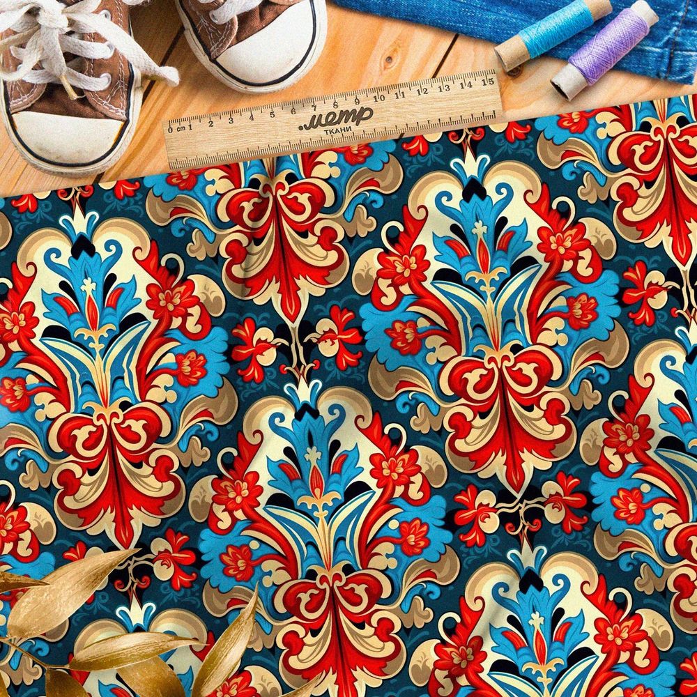 Ткань блэкаут  японский народный орнамент