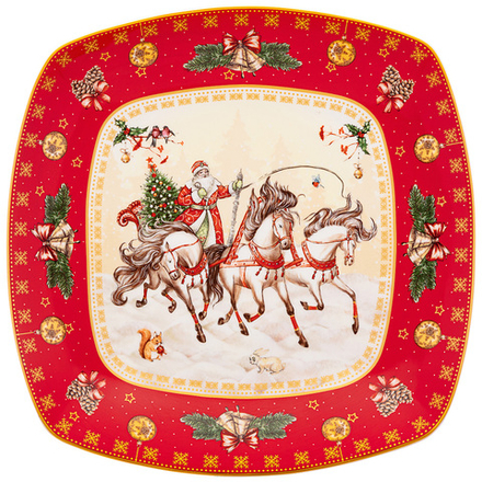 БЛЮДО LEFARD "ТРОЙКА" КВАДРАТНОЕ 25X4,2CM КРАСНОЕ (КОР=12ШТ.)