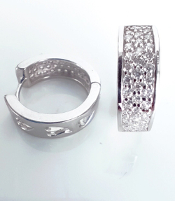 Серьги "Эстерелла", серебро 925*, двусторонние, родированные, с фианитами/Ф