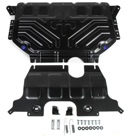 Защита картера и КПП Rival для Volkswagen Teramont (V - 2.0; 3.6) 2017-2020 2021-н.в., сталь 1.8 мм, 2 части , с крепежом, штампованная, 111.5861.2