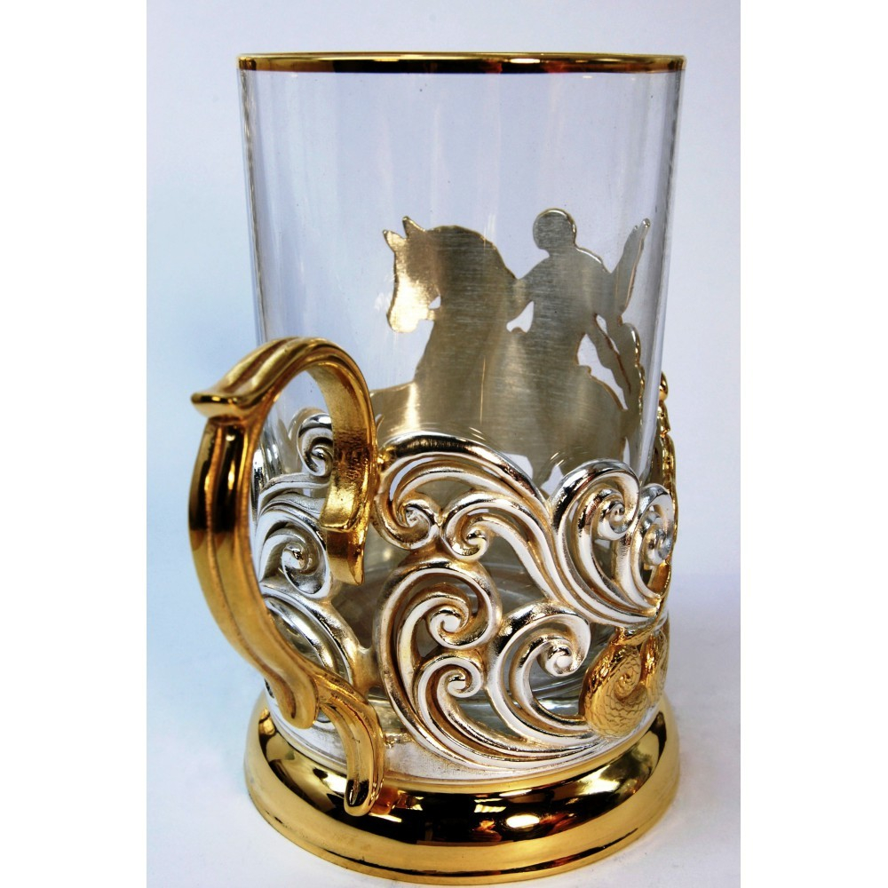 Подстаканник "Георгий Победоносец" с золочением