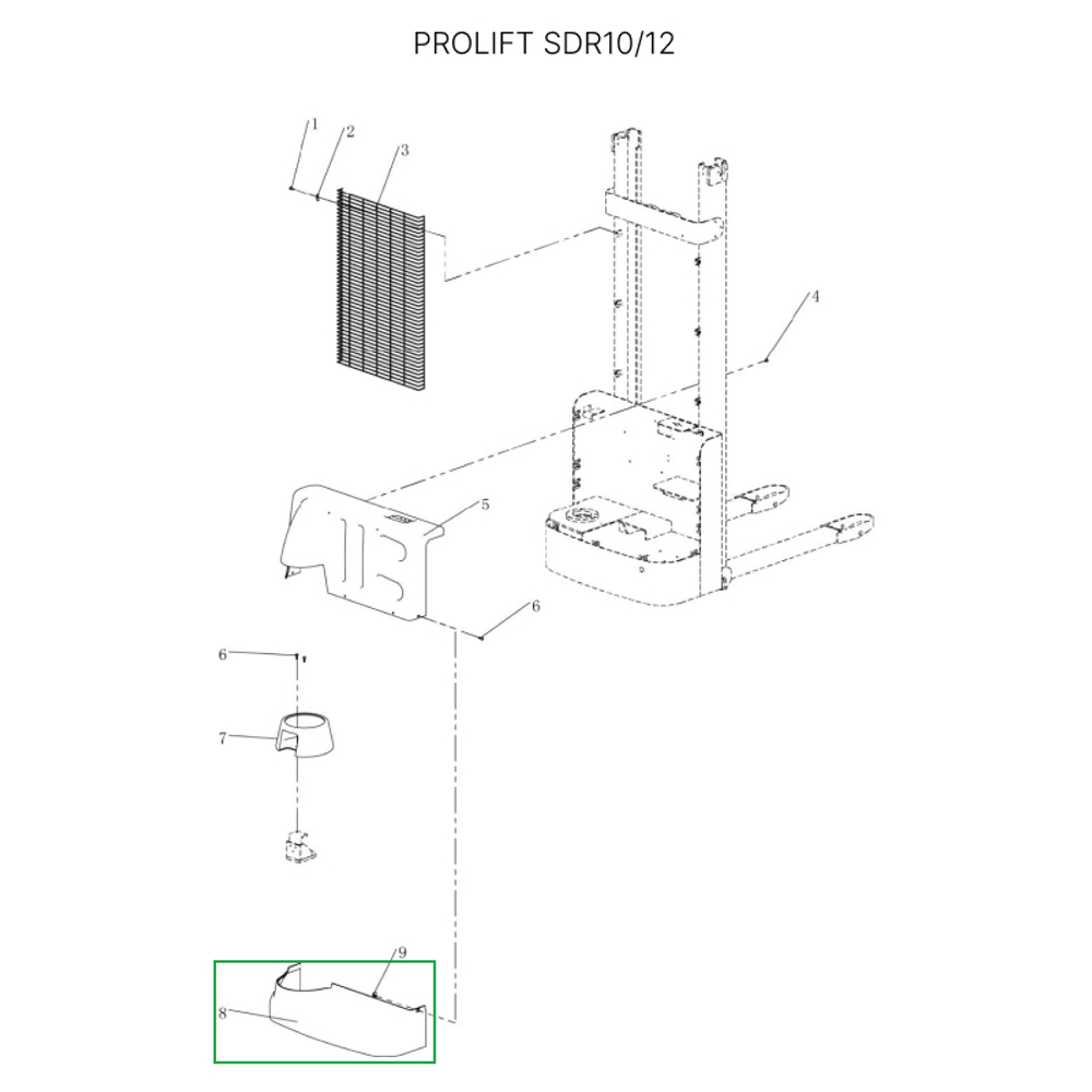 Кожух моторного отсека нижний для штабелеров SDR1-1,2 т, SDR1635