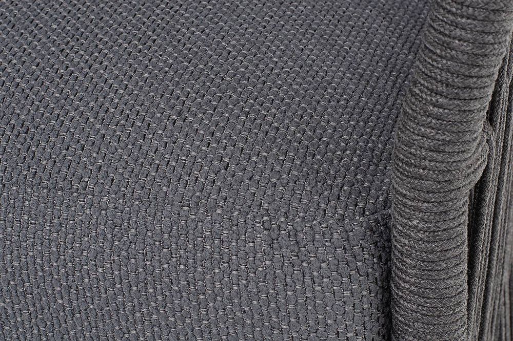 "Лугано" диван 3-местный плетеный из роупа, каркас алюминий темно-серый (RAL7024) муар, роуп темно-серый круглый, ткань темно-серая YB25-0027