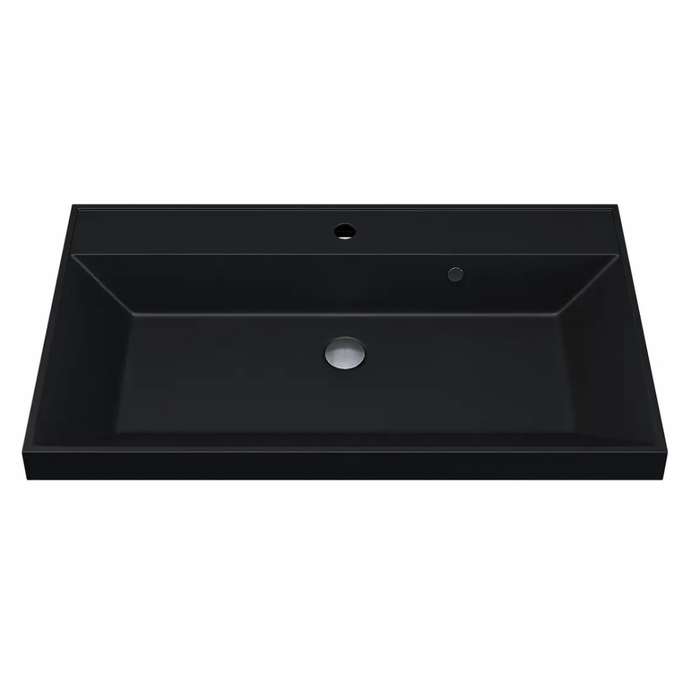 Тумба с раковиной Uperwood Tanos-Classic Quartz 80 см, черная/уголь