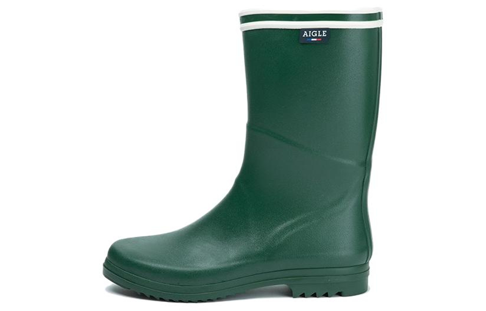 AIGLE Waterproof Abrasion Resistant Cushioning Rain Boots Women"s Green Black