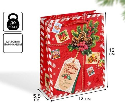 Пакет ламинированный вертикальный «Подарок от Деда Мороза», 12 × 15 × 5,5 см 2113803