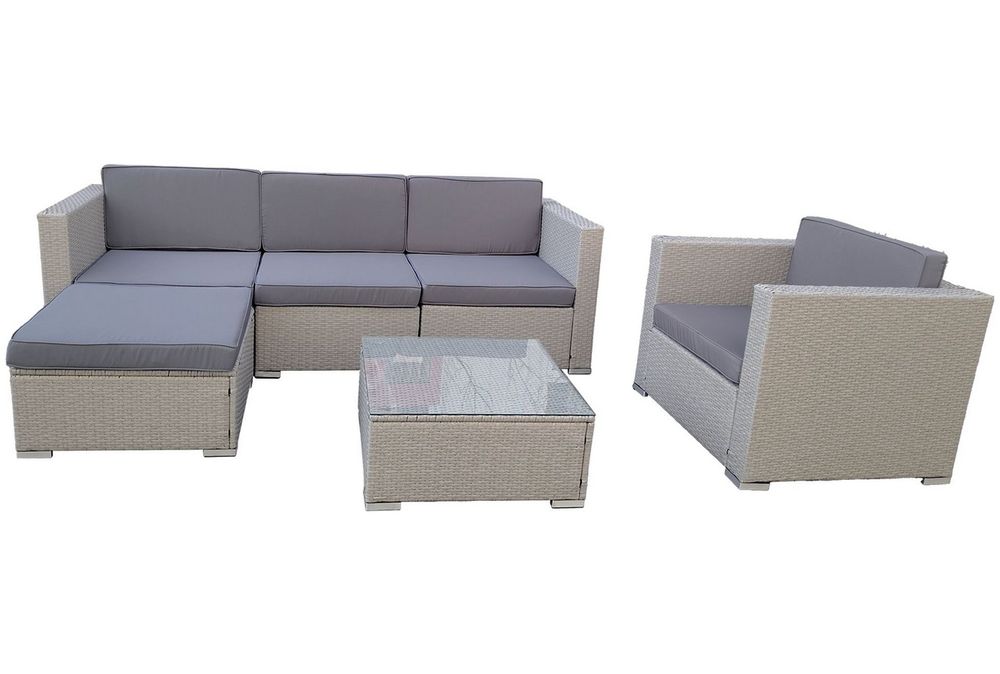 "Даллас" лаунж-зона из искусственного ротанга на 5 персон, цвет серый