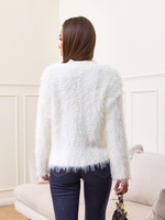 Свитер осенний теплый пушистый укороченный вязаный