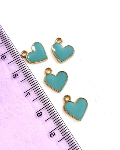 0522-3 Подвеска "Голубое сердце", 10мм, эмаль, позолота